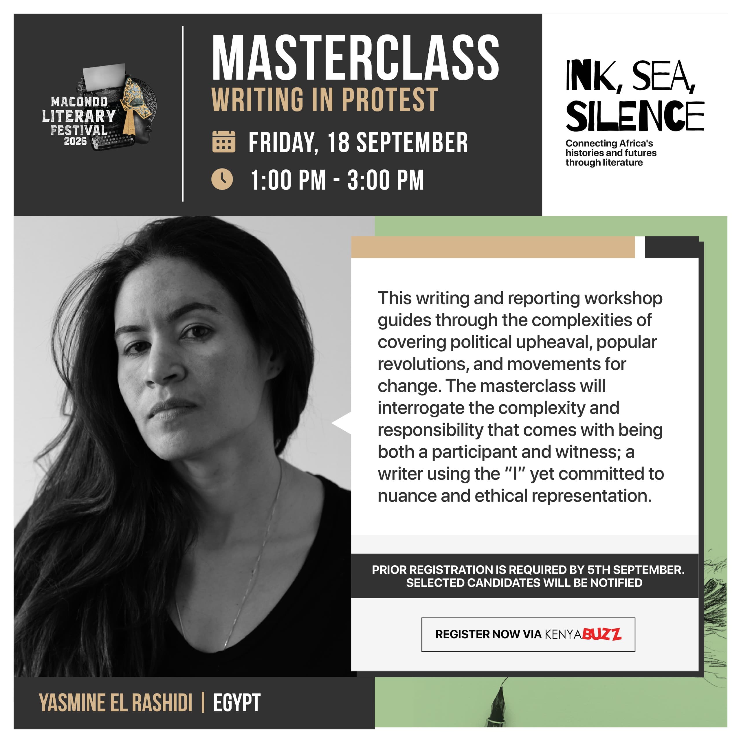 Poster for Macondo Masterclass with Yasmine El Rashidi