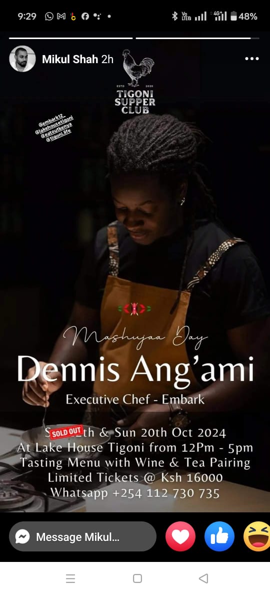 Dennis Ang'ami Executive chef embark