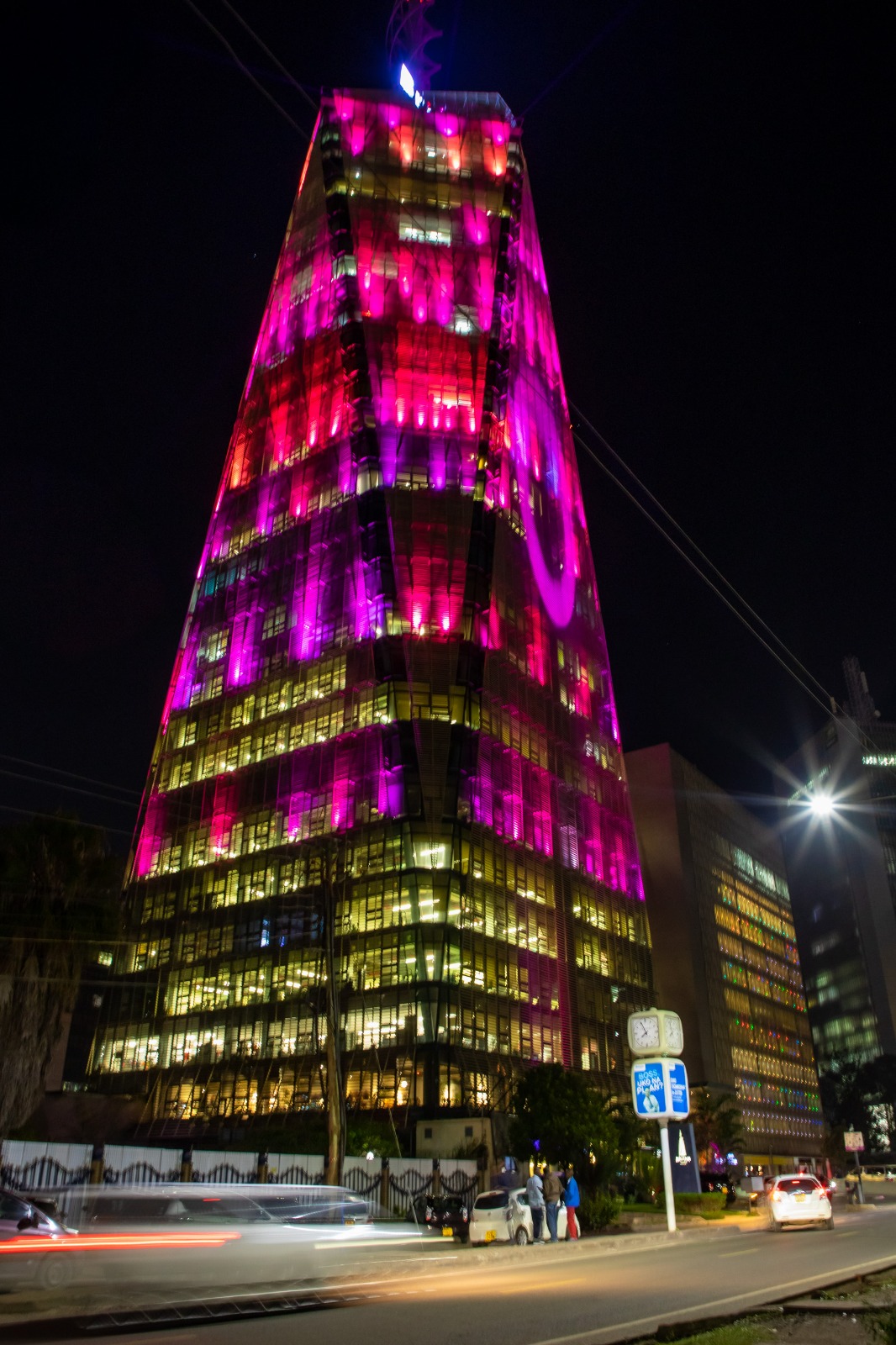 BRITAM Tower Lights Up Pink in Support Of Breast Cancer Survivor For Breast Cancer Awareness  Month