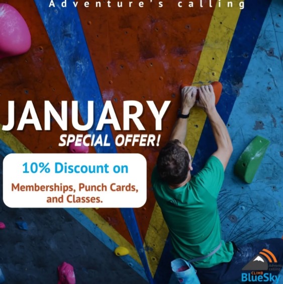 Join the Climbing Club at Climb BlueSky - Save 10% This January!